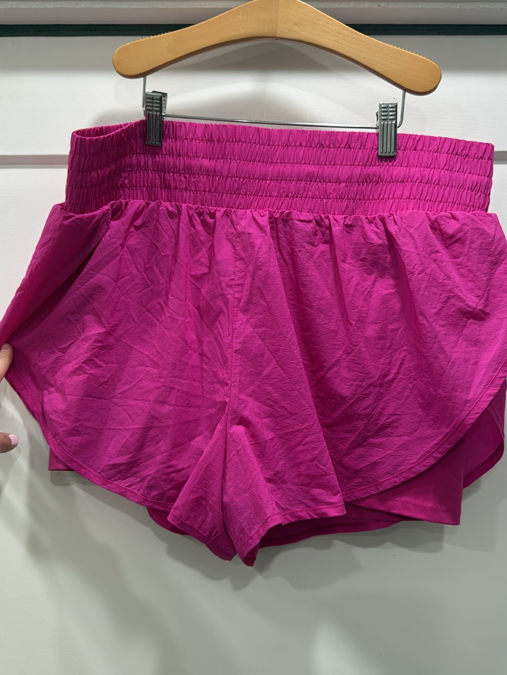all in motion Fuchsia Smocked-Waist Athletic Shorts